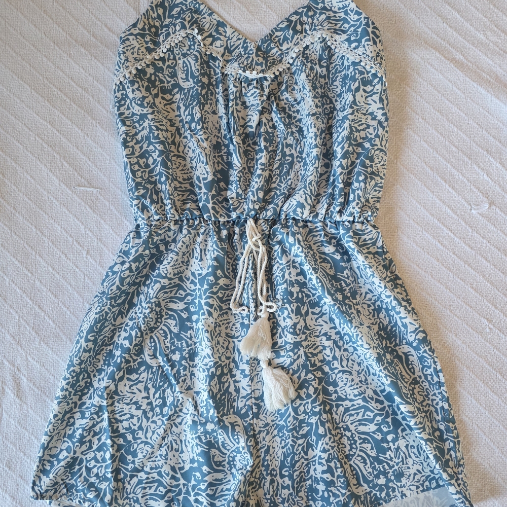 Blue and White Romper